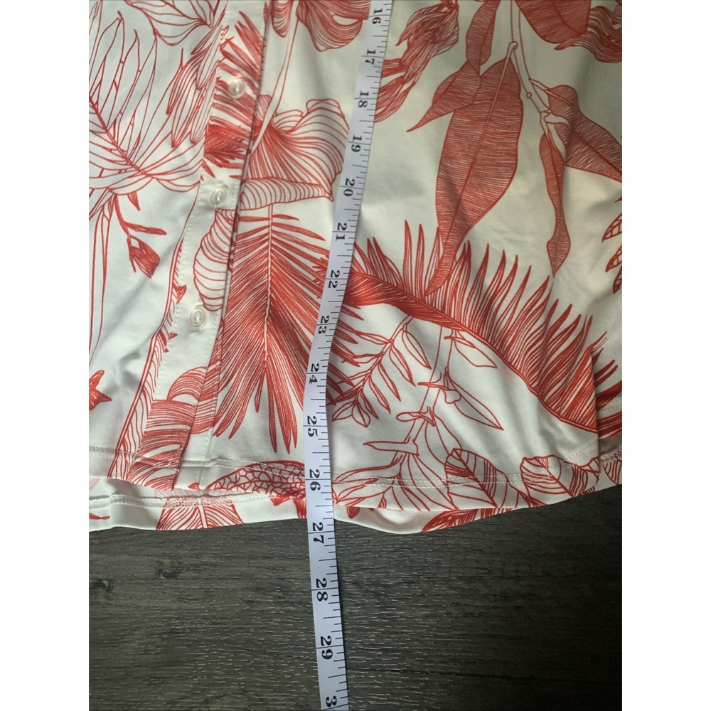 Rachel Rachel Roy Blouse Plus Size 2X Red White Tropical Leaf Print Ruffle Top - Picture 9 of 11